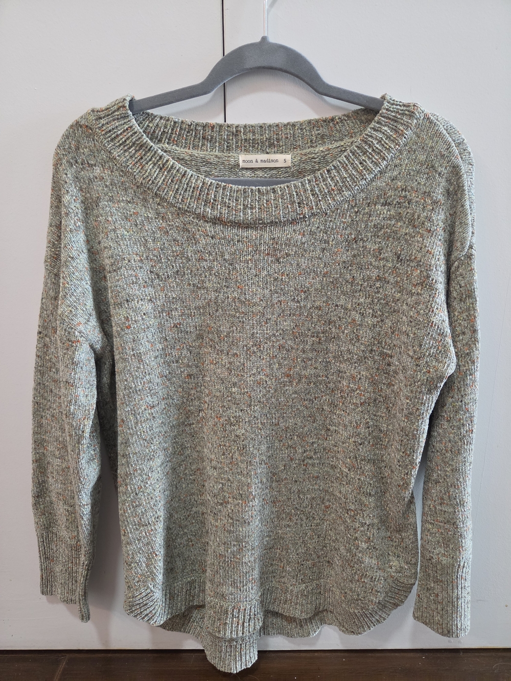 Moon & Madison Sage Flecked Crewneck Sweater